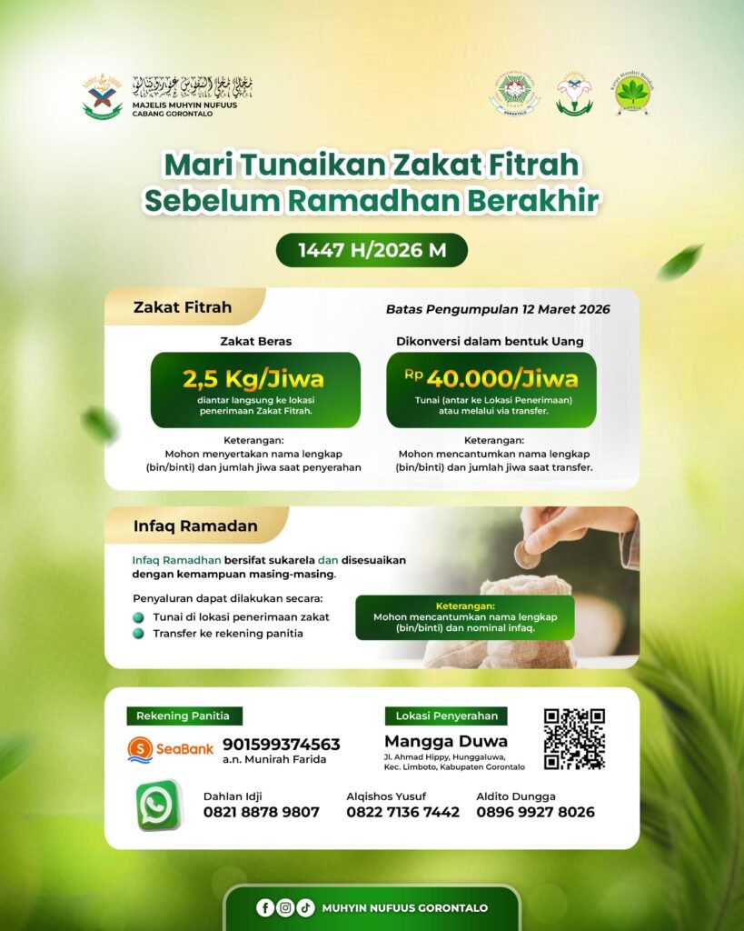 Majelis Muhyin Nufuus Gorontalo Buka Pengumpulan Zakat Fitrah dan Infaq Ramadhan 1447 H